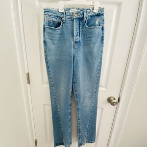 Good American Boy Jeans Size 6 / 28 Nwt Twisted Split Hem High Rise Slit Ankle